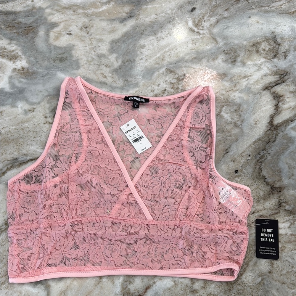 Express Blush Lace V-Neck Crop Top